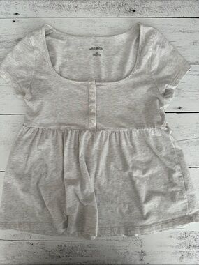 wild fable Heather Light Gray Short Sleeve Peplum Tee babydoll tee size XS